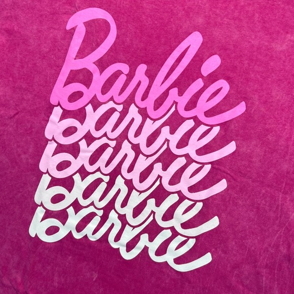 Barbie Tops - Barbie Pink Acid‎ Wash Graphic T Shirt Women's Size Large Barbiecore Retro